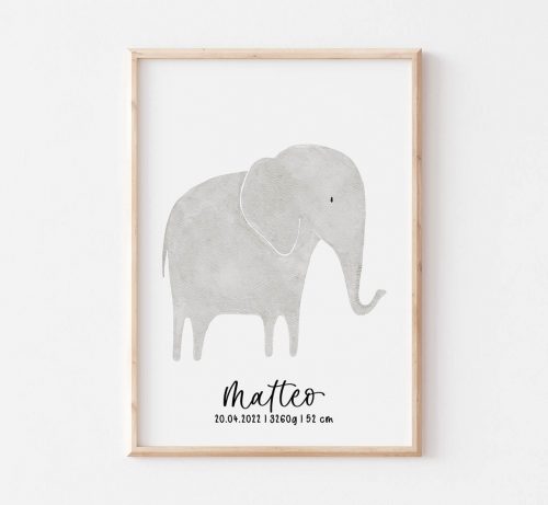 hintsundkunst_poster_Elephant_personalisiert